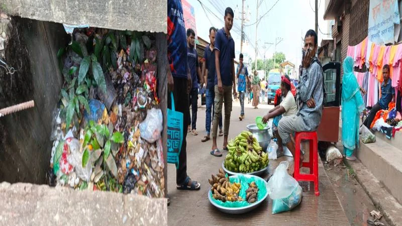 নির্মানাধীন ড্রেনে ময়লার স্তূপ, পানি নিষ্কাশনে বড় বাধা
