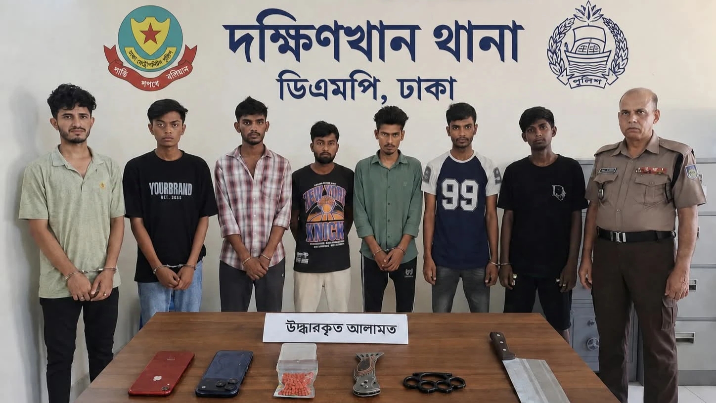 রাজধানীতে দেশীয় অস্ত্র ও ইয়াবাসহ ৭ চাঁদাবাজ ও মাদক কারবারি গ্রেফতার