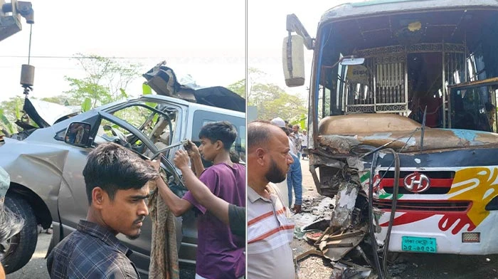 ঢাকা-বরিশাল মহাসড়কে বাস ও মাইক্রোবাস মুখোমুখি সংঘর্ষে নিহত ২