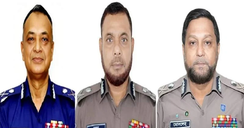 র‍্যাবের ডিজি আহসান হাবীব, এসবিপ্রধান নুরুল আমিন, সিআইডিপ্রধান মোসলেহ উদ্দিন