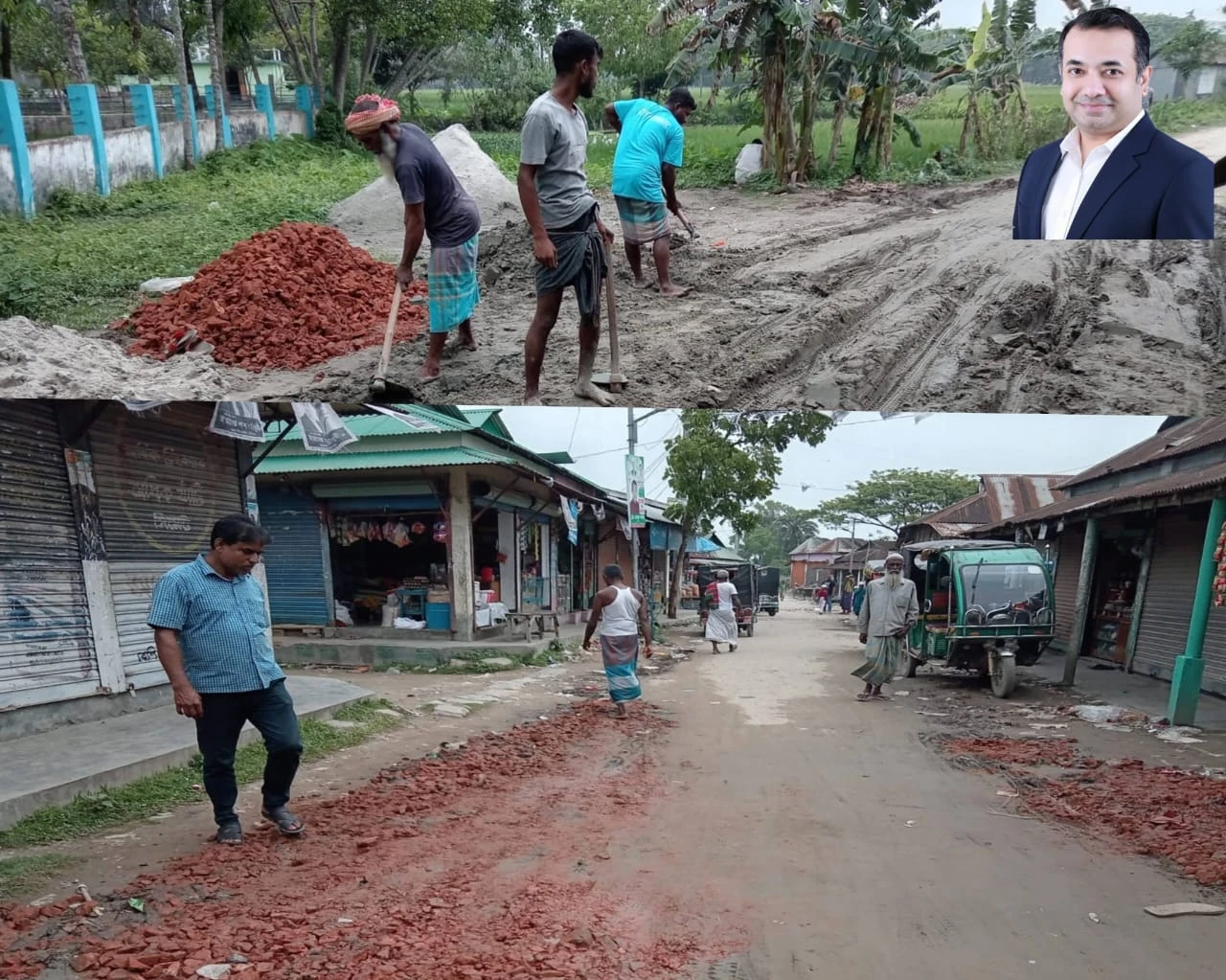 নান্দাইলে প্রতিমন্ত্রীর নির্দেশে বেহাল সড়ক সংস্কার