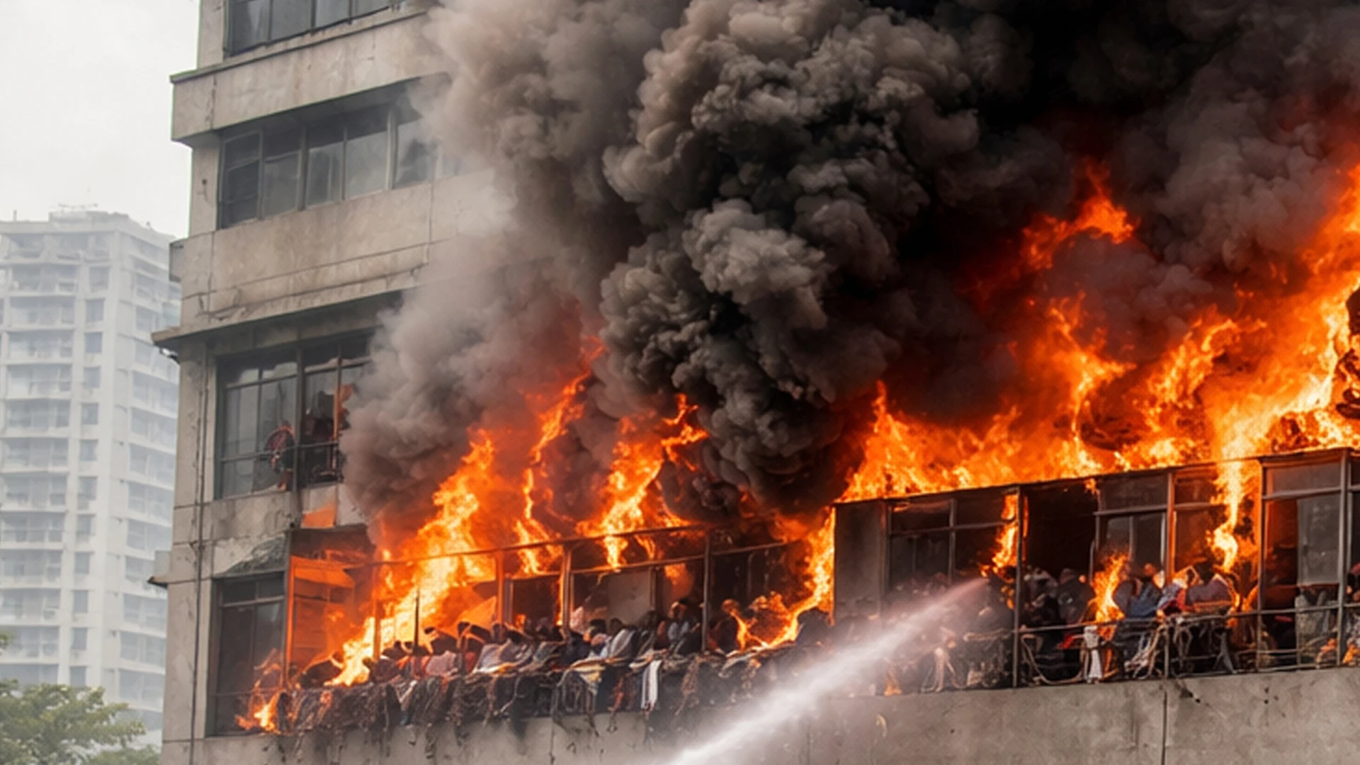 রাজধানীর বনানীতে বহুতল ভবনে আগুন