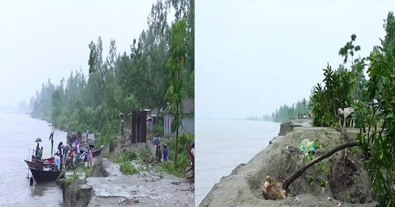 গঙ্গাধর নদীর ভাঙনে মানচিত্র থেকে হারাচ্ছে নারায়নপুরের চৌদ্দঘুড়ি ও বালারহাট গ্রাম