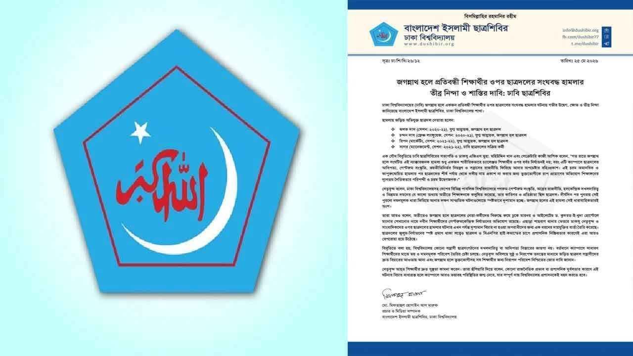 ঢাবিতে ছাত্রদল কর্তৃক প্রতিবন্ধী শিক্ষার্থী নির্যাতন, শিবিরের নিন্দা
